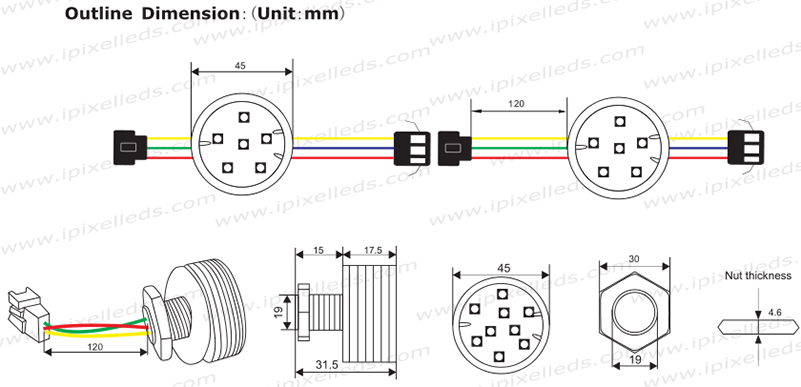45mm LED Pixel Light